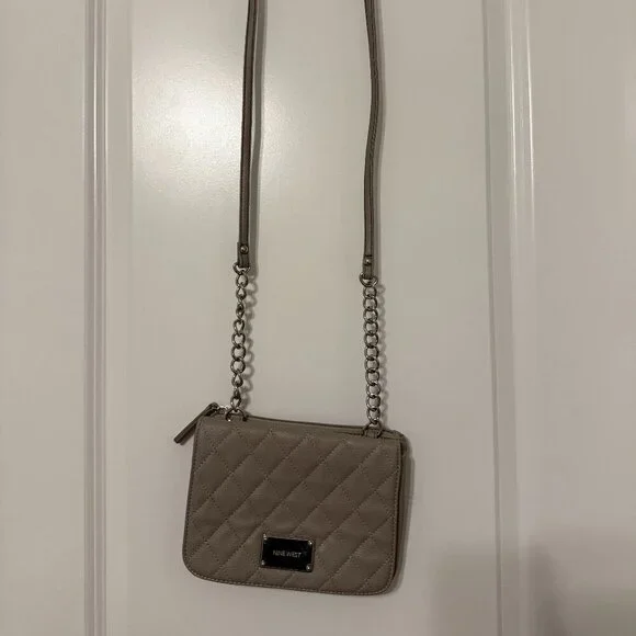 Nine West Taupe Quilted Chain Crossbody Bag - Picture 2 of 7